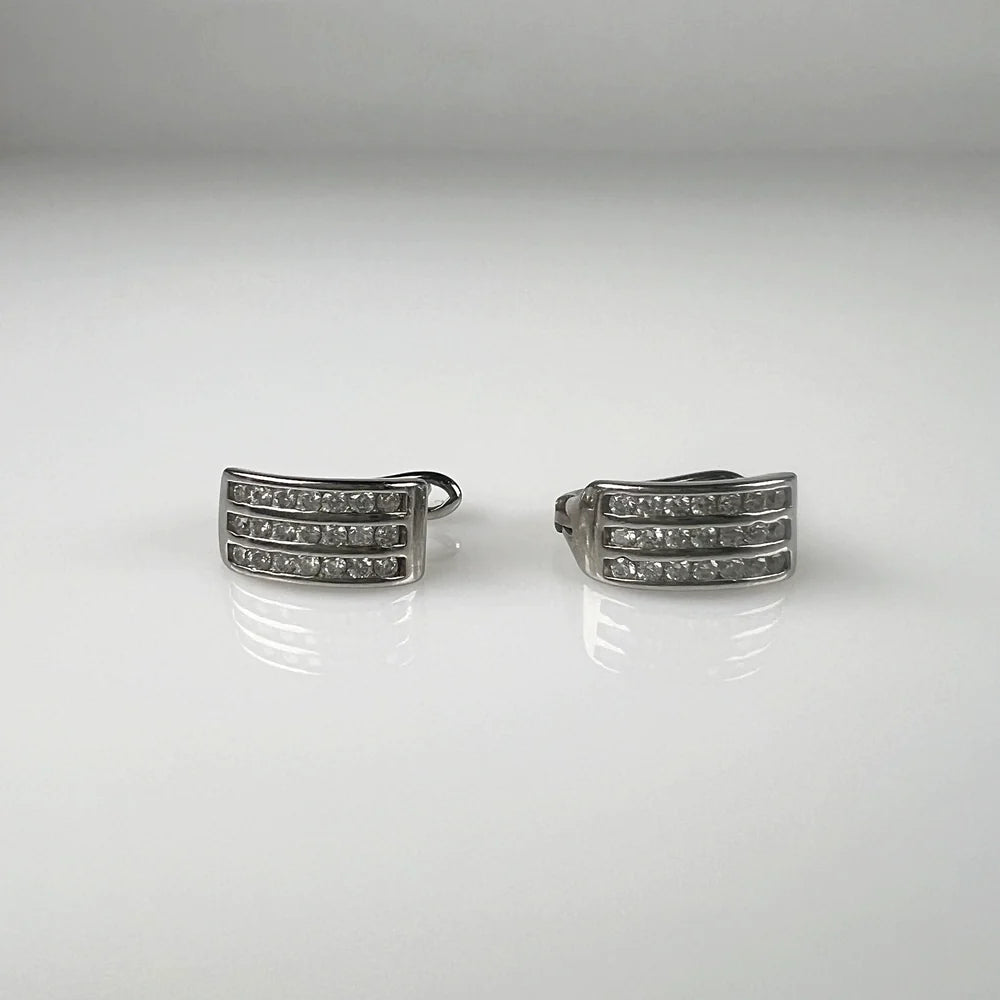Cercei creole argint 925 cu zirconia si prindere leverback - vedere 1