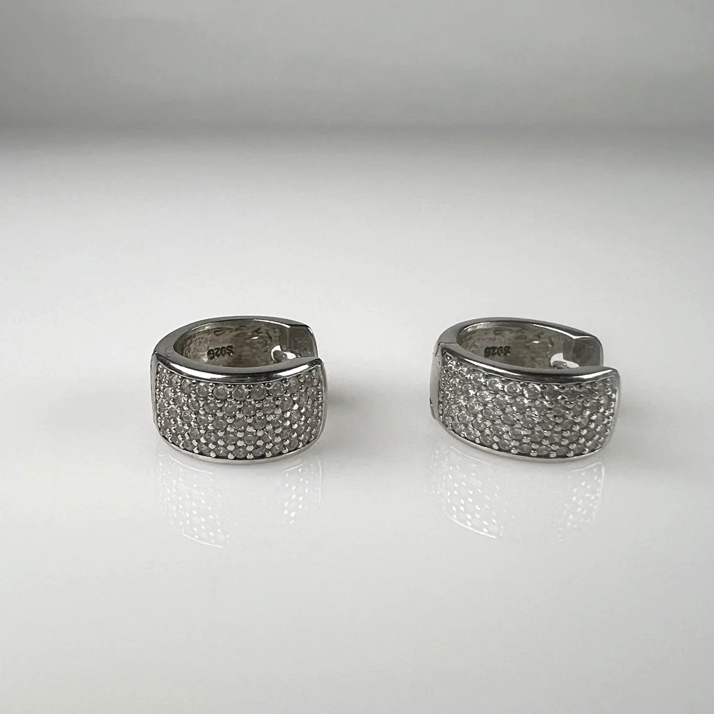 Cercei creole zirconia leverback din argint 925 - 12mm - vedere 1