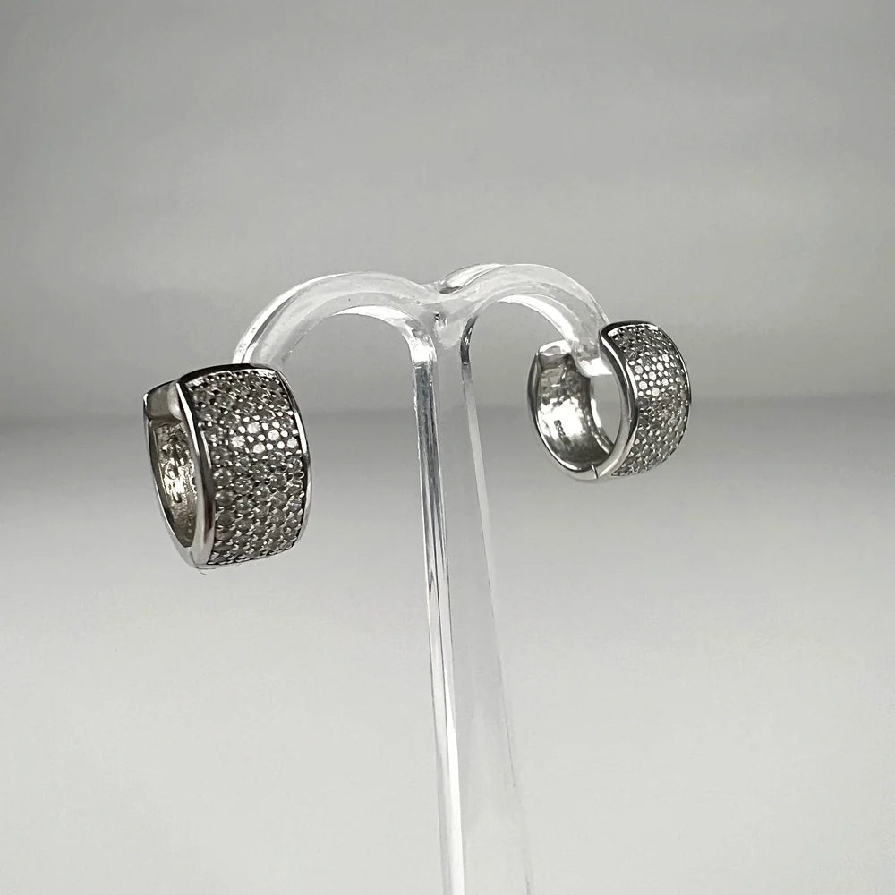 Cercei creole zirconia leverback din argint 925 - 12mm - vedere 2