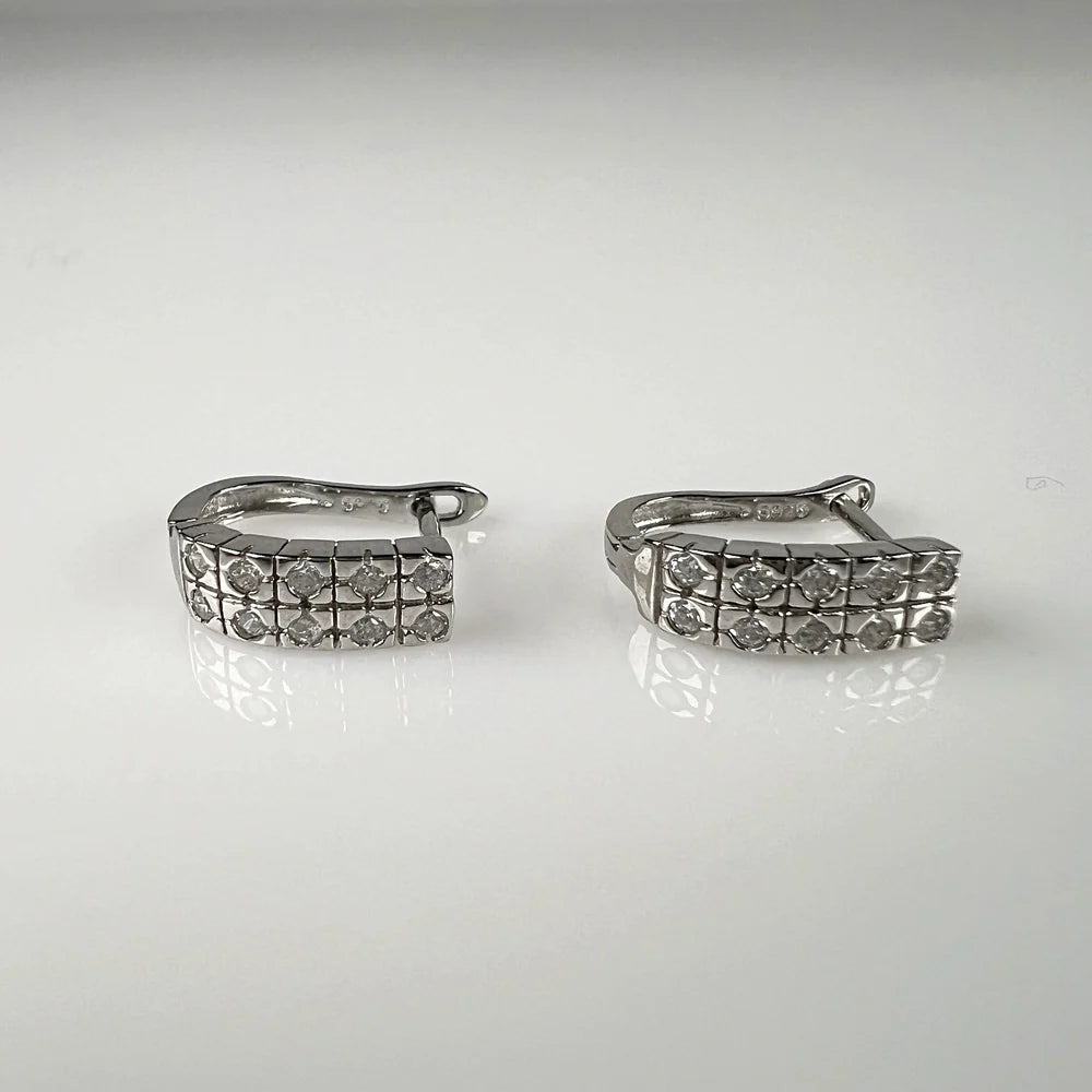 Cercei creole zirconia leverback argint 925, 13mm - vedere 1