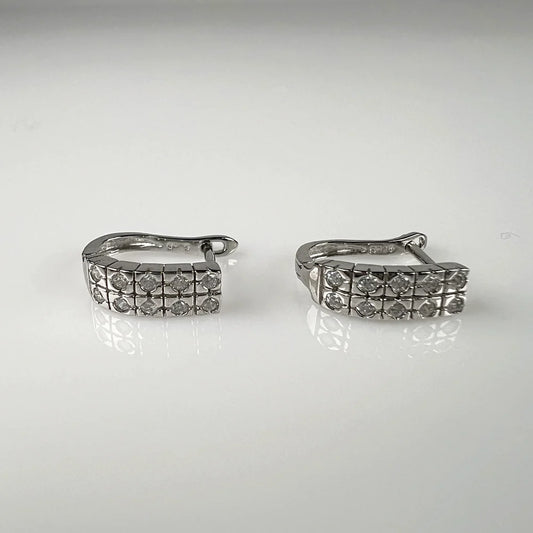 Cercei creole zirconia leverback argint 925, 13mm - vedere 1