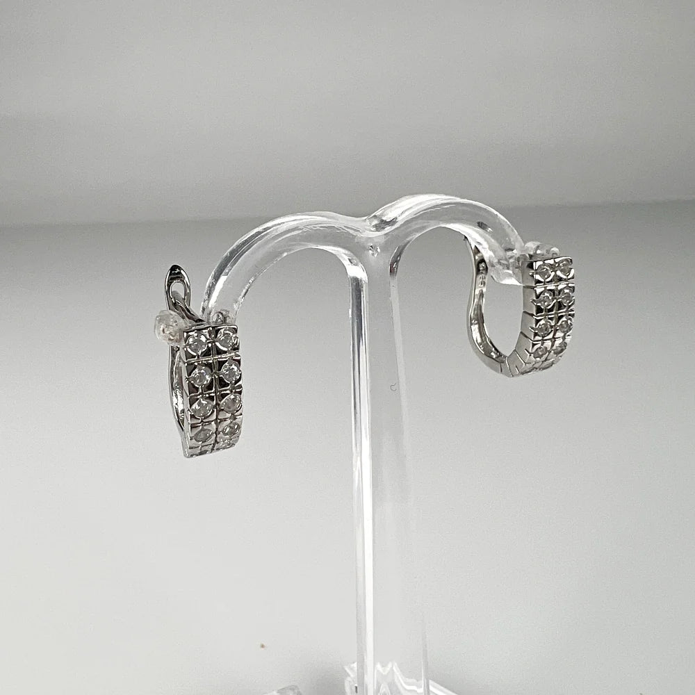 Cercei creole zirconia leverback argint 925, 13mm - vedere 2