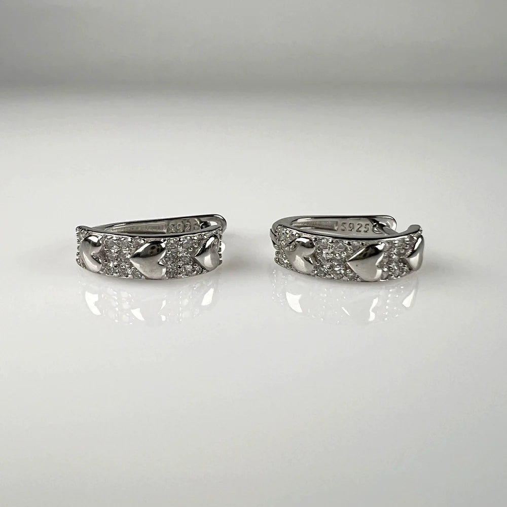 Cercei creole argint 925 cu zirconia si prindere leverback 14mm - vedere 1