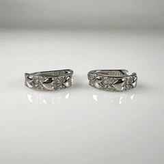 Cercei creole argint 925 cu zirconia si prindere leverback 14mm - vedere 1