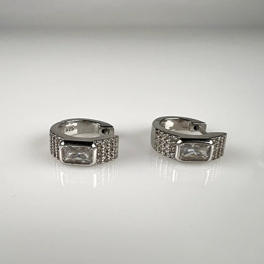 Cercei creole zirconia leverback din argint 925 - vedere 1