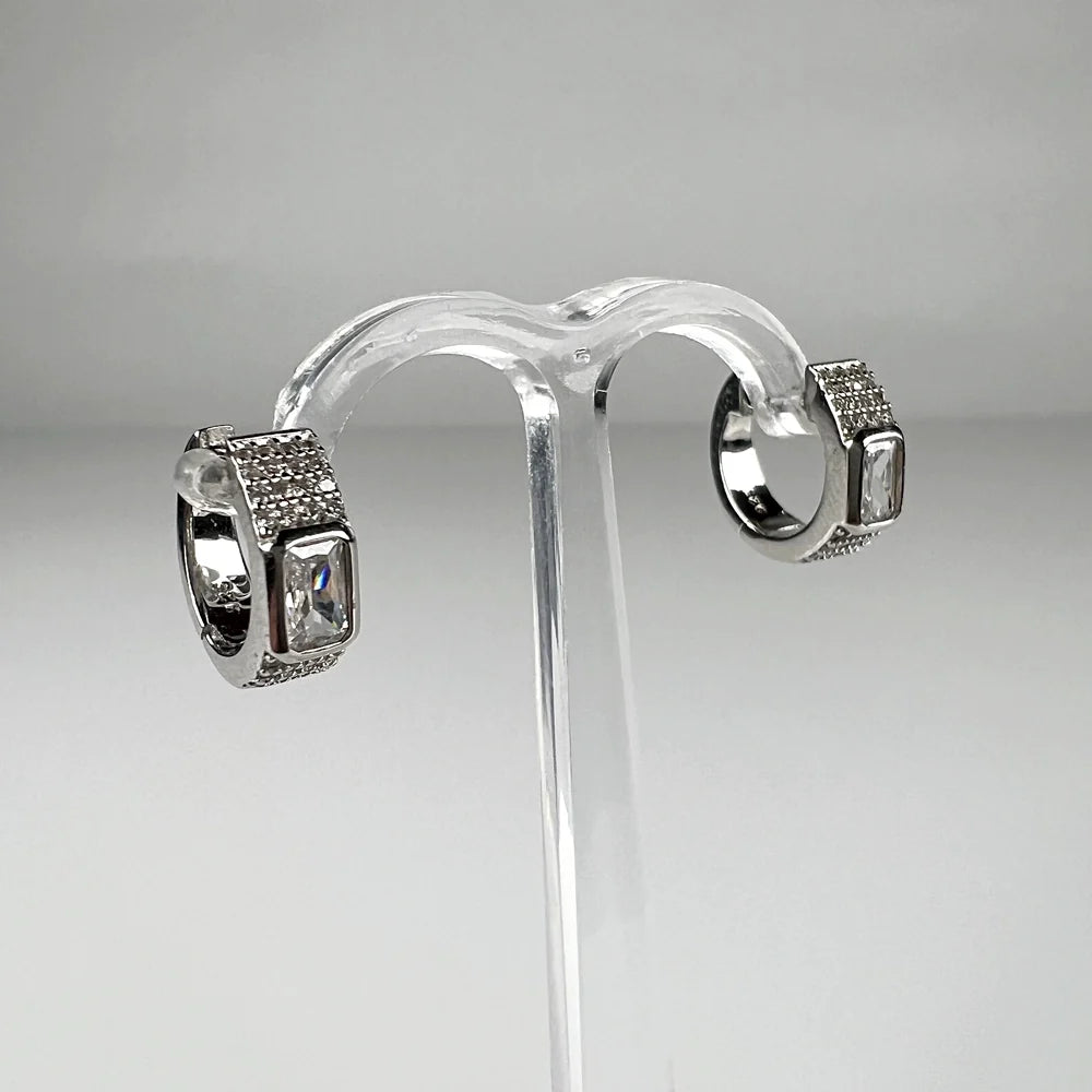 Cercei creole zirconia leverback din argint 925 - vedere 2
