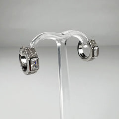 Cercei creole zirconia leverback din argint 925 - vedere 2