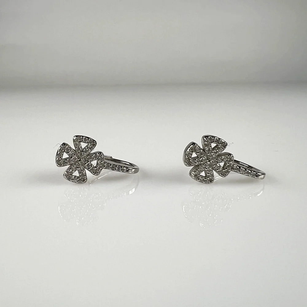 Cercei drop cu zirconia si prindere leverback din argint 925 - vedere 1