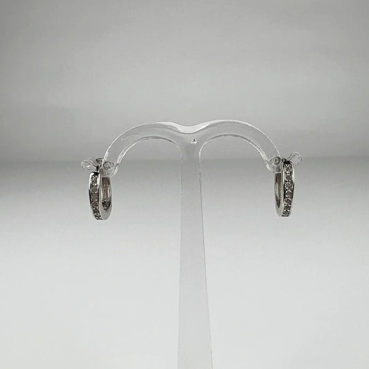 Cercei creole argint 925 cu zirconia si prindere leverback 15mm - vedere 1