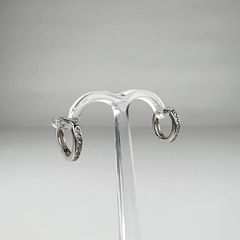 Cercei creole argint 925 cu zirconia si prindere leverback 15mm - vedere 2