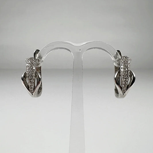 Cercei creole argint 925 cu zirconia si leverback 17mm - vedere 1