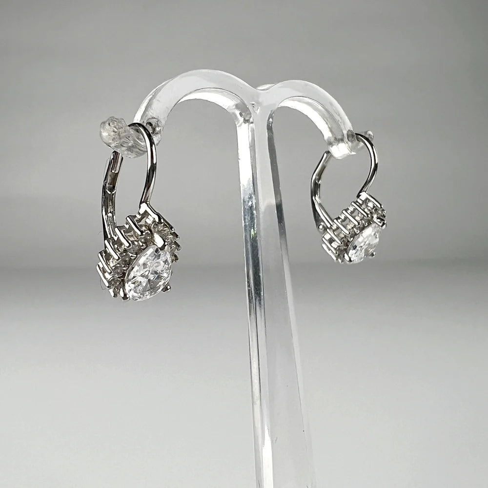 Cercei drop zirconia cu leverback din argint 925 - vedere 2