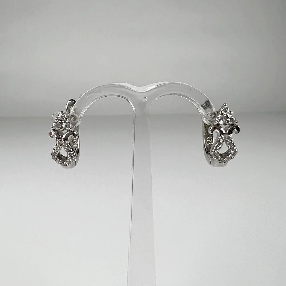 Cercei creole argint 925 cu zirconia si prindere leverback - vedere 1