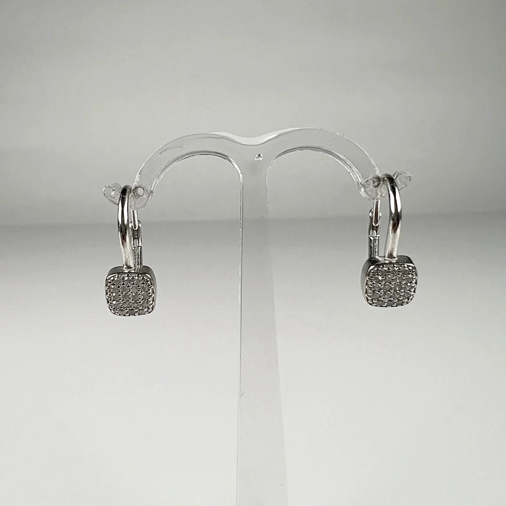 Cercei drop zirconia cu prindere leverback din argint 925 - vedere 1