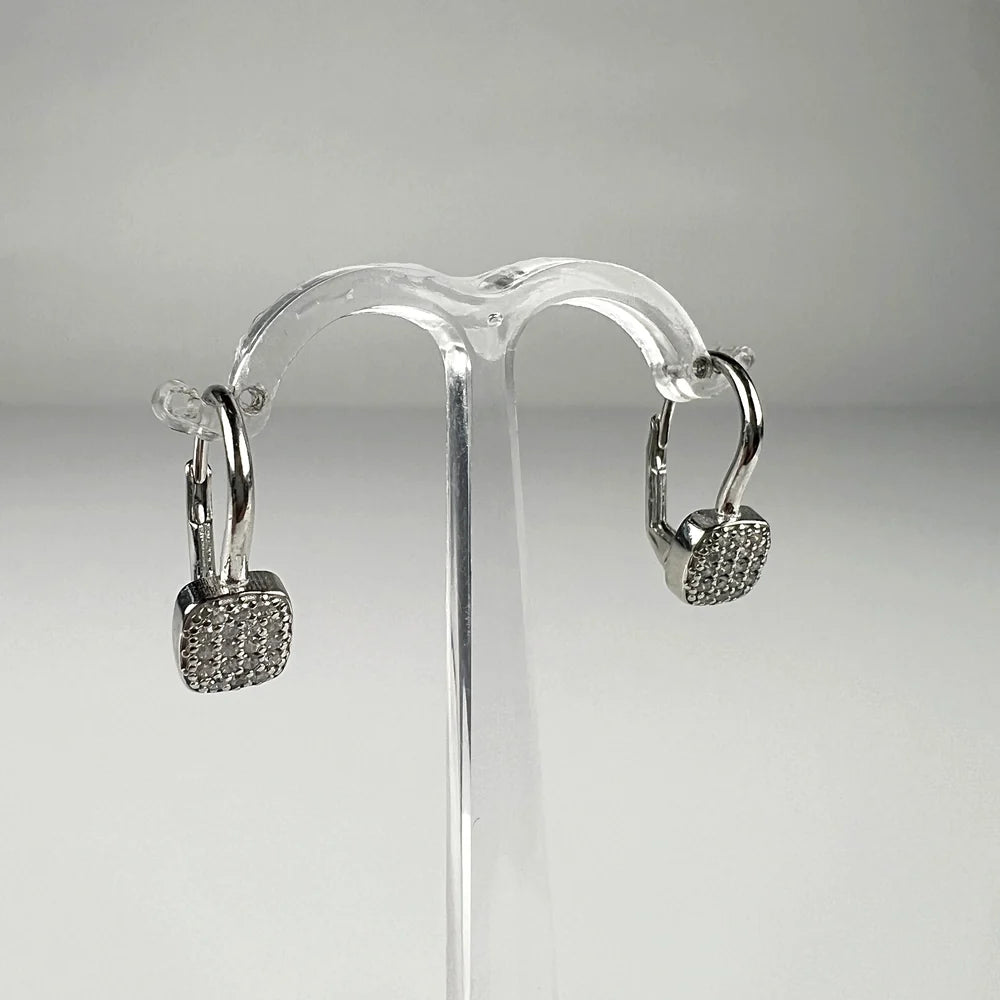 Cercei drop zirconia cu prindere leverback din argint 925 - vedere 2