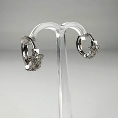 Cercei creole argint 925 cu zirconia si prindere leverback 13mm - vedere 2