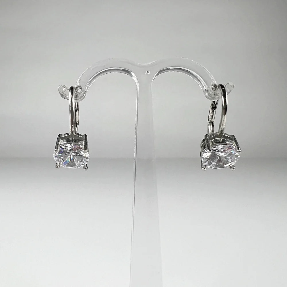 Cercei drop zirconia cu prindere leverback din argint 925 - vedere 1