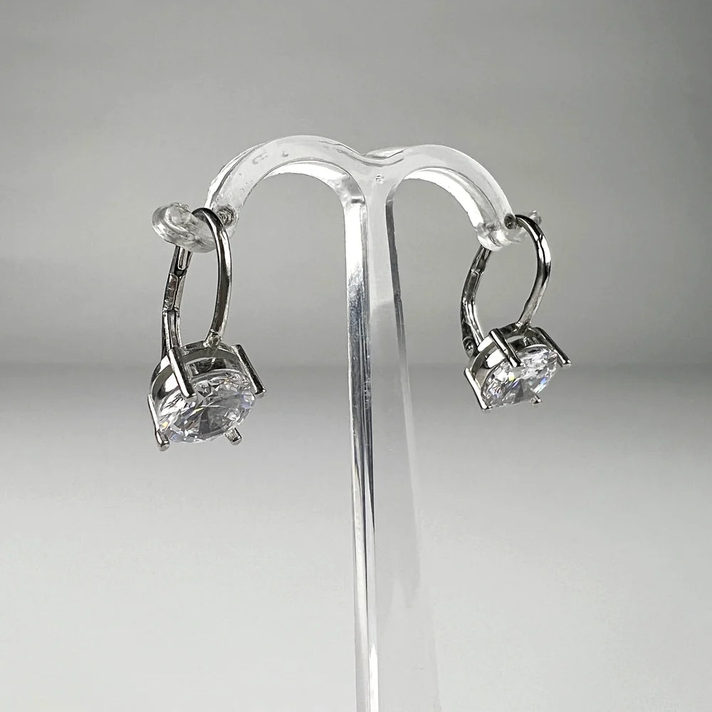 Cercei drop zirconia cu prindere leverback din argint 925 - vedere 2