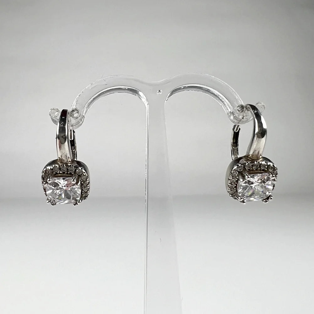 Cercei drop zirconia cu prindere leverback din argint 925 - vedere 1