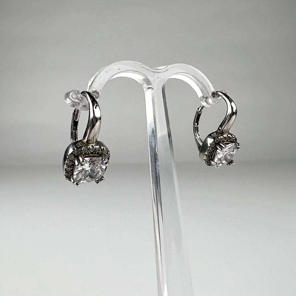 Cercei drop zirconia cu prindere leverback din argint 925 - vedere 2