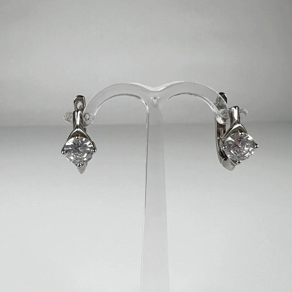 Cercei creole zirconia leverback din argint 925 - vedere 1