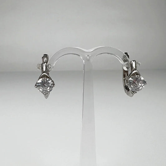 Cercei creole zirconia leverback din argint 925 - vedere 1