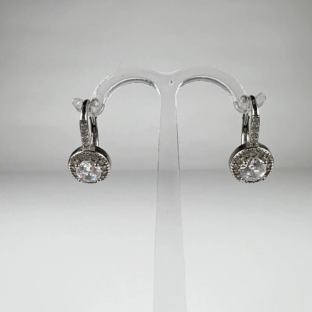 Cercei drop zirconia cu leverback din argint 925 - vedere 1