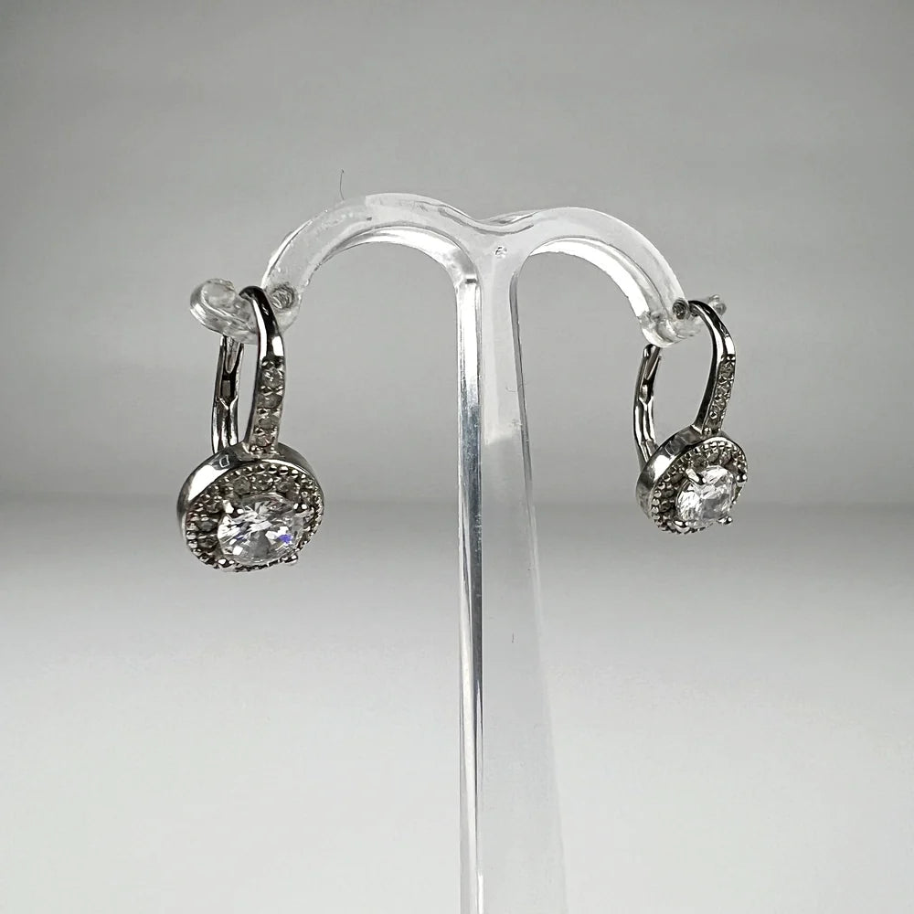 Cercei drop zirconia cu leverback din argint 925 - vedere 2