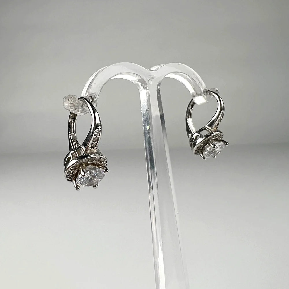 Cercei drop zirconia cu prindere leverback din argint 925 - vedere 2