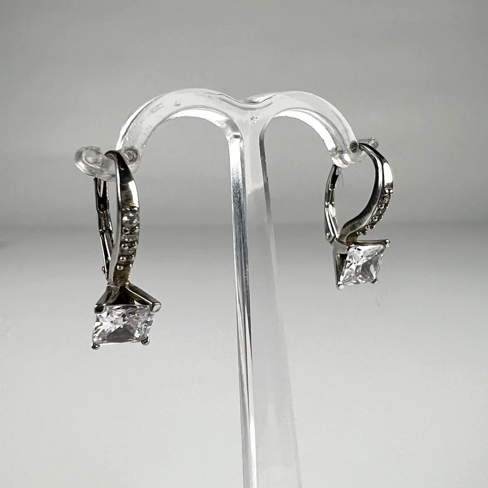Cercei drop argint 925 cu zirconia si leverback elegant - vedere 2