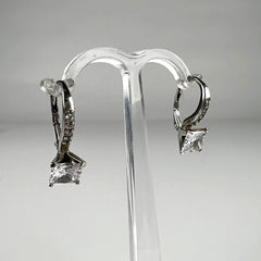Cercei drop argint 925 cu zirconia si leverback elegant - vedere 2