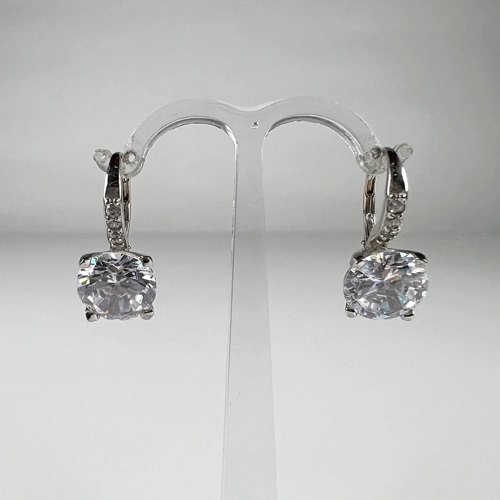 Cercei drop zirconia cu prindere leverback din argint 925 - vedere 1