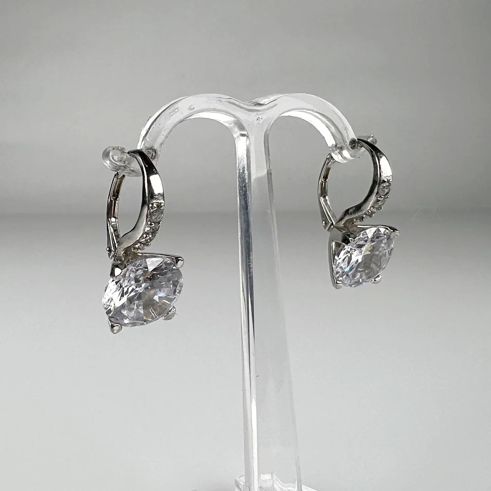 Cercei drop zirconia cu prindere leverback din argint 925 - vedere 2