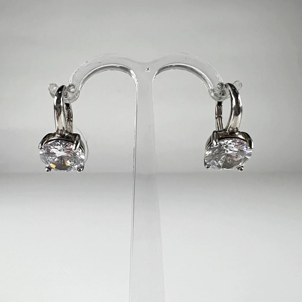 Cercei drop zirconia cu prindere leverback din argint 925 - vedere 1