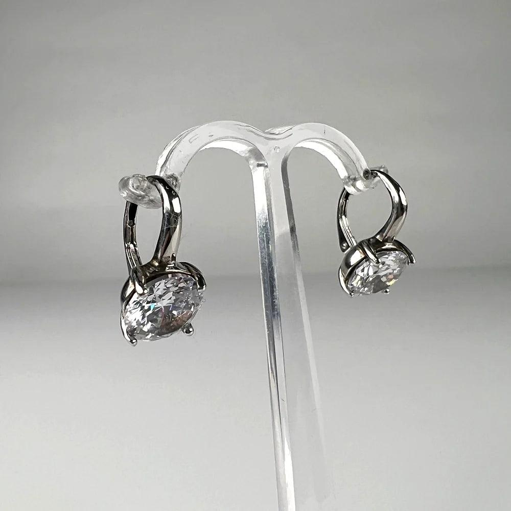 Cercei drop zirconia cu prindere leverback din argint 925 - vedere 2