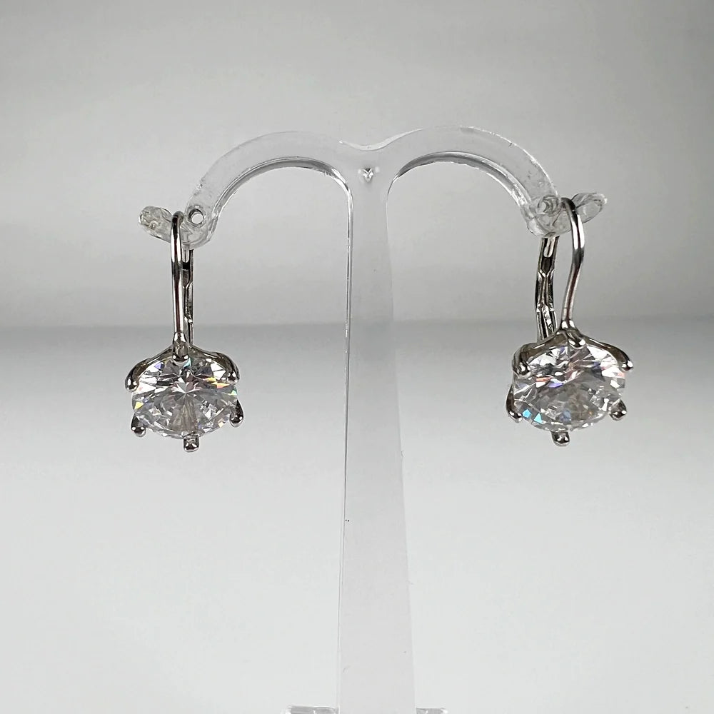 Cercei drop zirconia cu prindere leverback din argint 925 - vedere 1