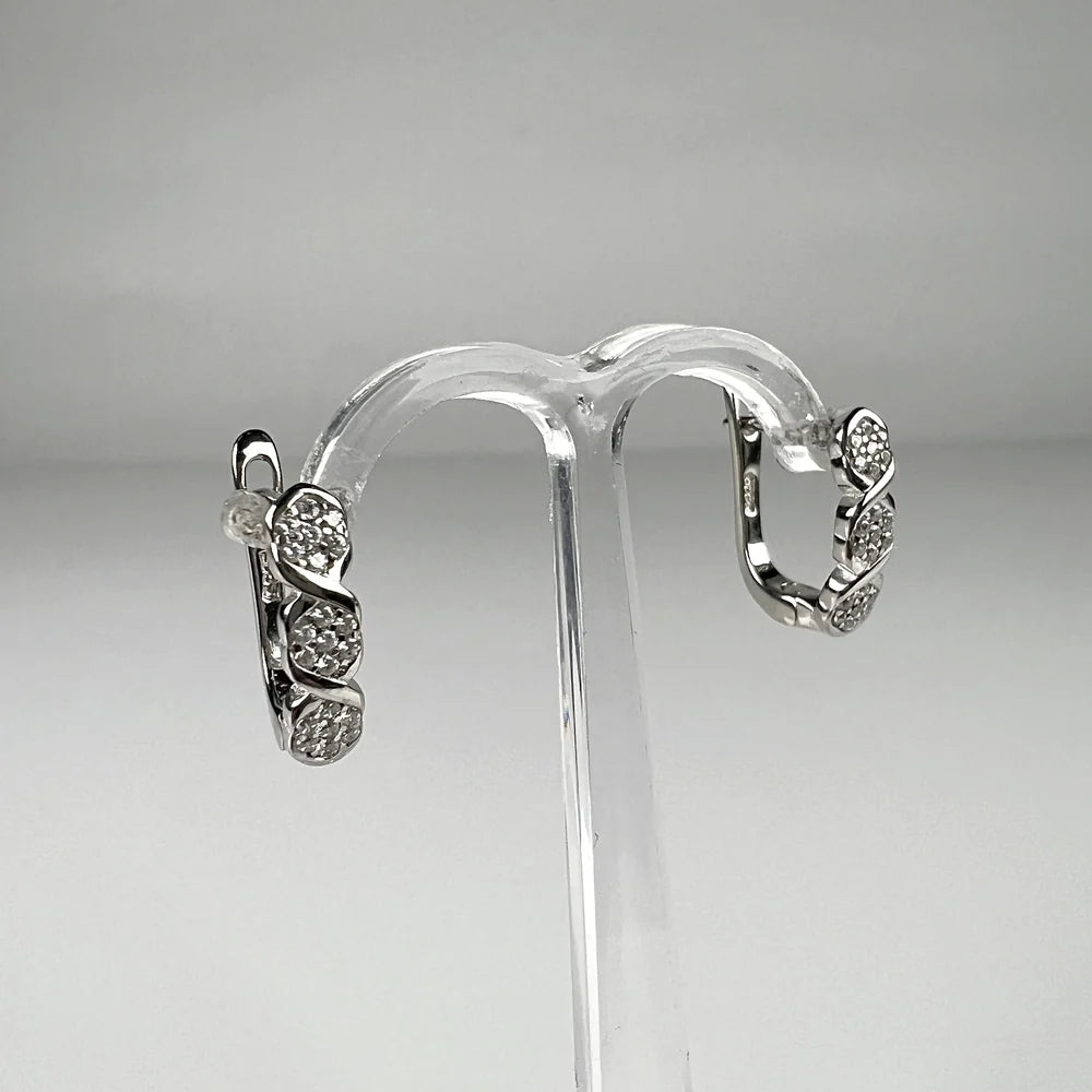 Cercei drop zirconia cu prindere leverback din argint 925 - vedere 2