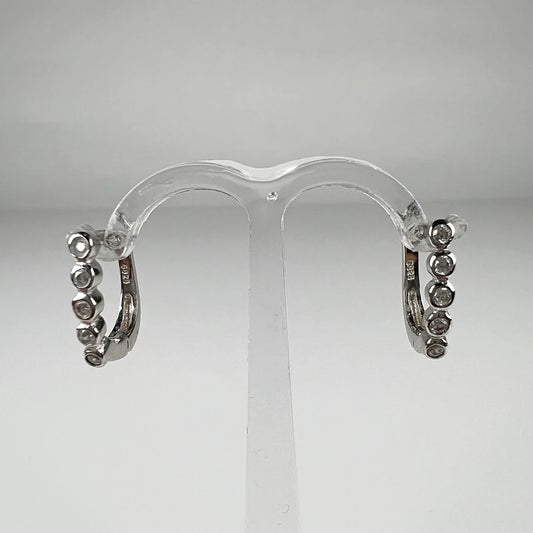 Cercei creole zirconia cu prindere leverback din argint 925 - vedere 1