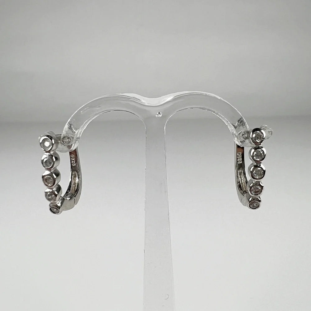 Cercei creole zirconia cu prindere leverback din argint 925 - vedere 1