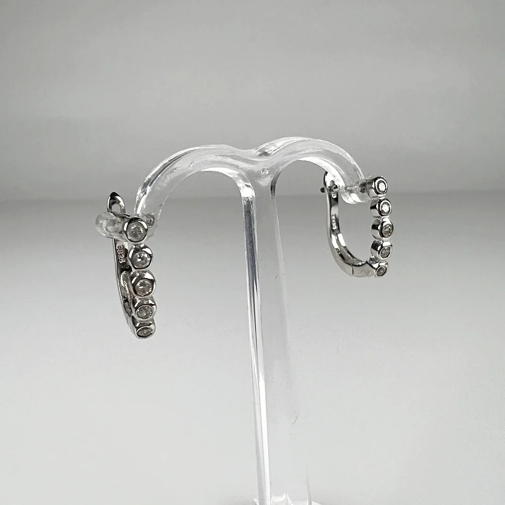 Cercei creole zirconia cu prindere leverback din argint 925 - vedere 2