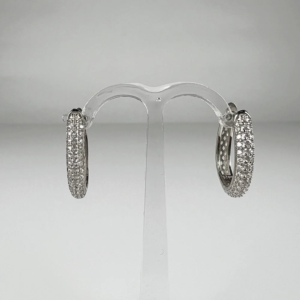 Cercei creole zirconia cu prindere leverback din argint 925 - vedere 1