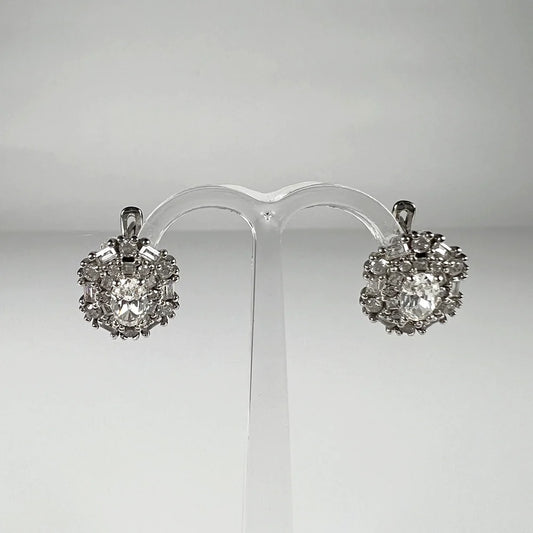 Cercei creole zirconia cu prindere leverback din argint 925 - vedere 1