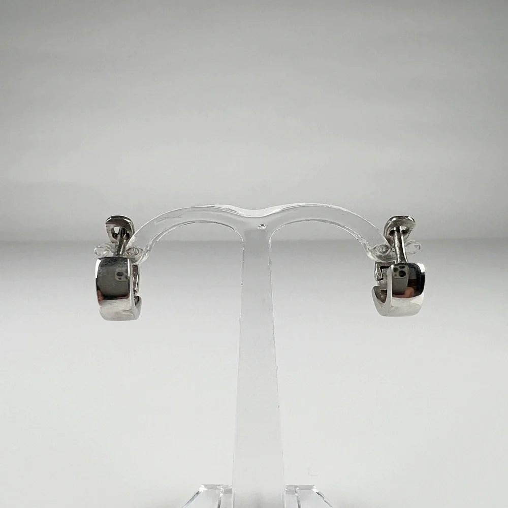 Cercei creole argint 925 cu zirconia si prindere leverback 14mm - vedere 1