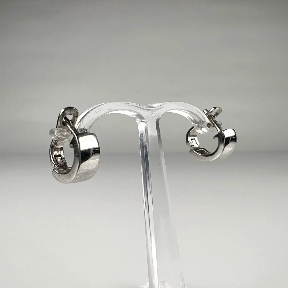Cercei creole argint 925 cu zirconia si prindere leverback 14mm - vedere 2