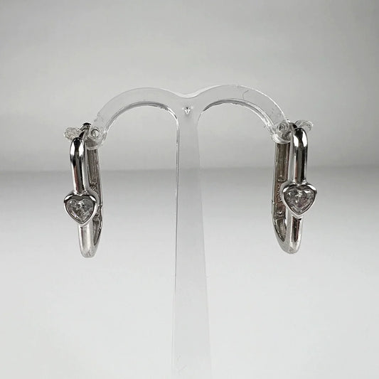 Cercei hoop argint 925 cu zirconia si prindere huggie 21mm - vedere 1