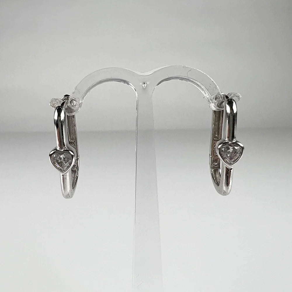 Cercei hoop argint 925 cu zirconia si prindere huggie 21mm - vedere 1