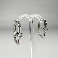 Cercei hoop argint 925 cu zirconia si prindere huggie 21mm - vedere 2