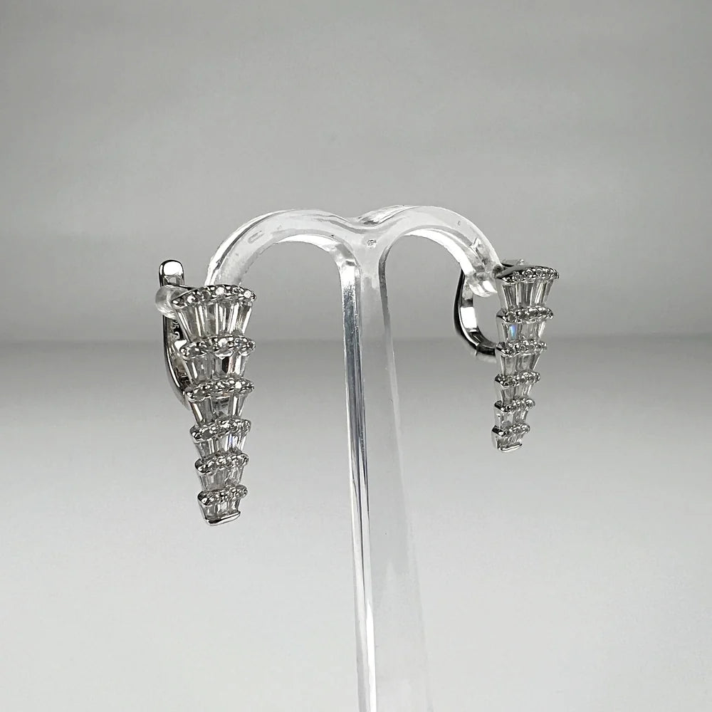 Cercei drop zirconia cu prindere leverback din argint 925 - vedere 2