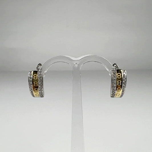 Cercei creole zirconia cu prindere leverback din argint 925 - vedere 1