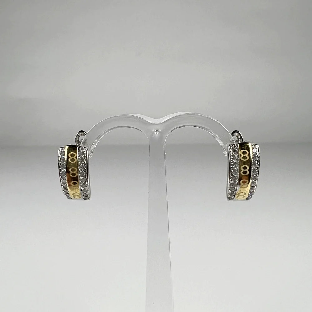 Cercei creole zirconia cu prindere leverback din argint 925 - vedere 1